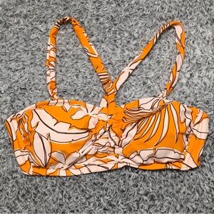 Kona Sol Women's Size M (8-10) Orange Tropical Print Bralette Bikini Top